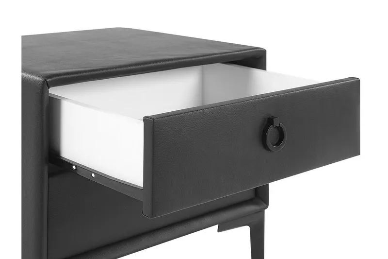 Sezanne Nattbord 44 cm - Konstlær/Svart - Møbler - Bord - Avlastningsbord & sidobord - Sengebord & nattbord