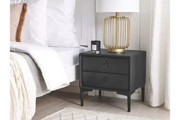 Sezanne Nattbord 44 cm - Konstlær/Svart - Møbler - Bord - Avlastningsbord & sidobord - Sengebord & nattbord