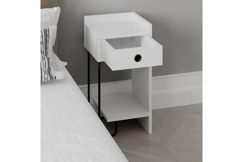 Sirius Nattbord 32x30 cm Hvit - Hanah Home - Møbler - Bord - Avlastningsbord & sidobord - Sengebord & nattbord