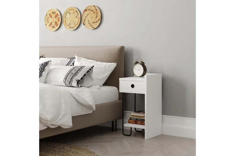 Sirius Nattbord 32x30 cm Hvit - Hanah Home - Møbler - Bord - Avlastningsbord & sidobord - Sengebord & nattbord