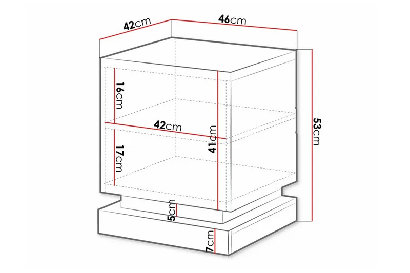 Strontian Nattbord 46 cm med Oppbevaring og Hyller i Tre - Hvit - Møbler - Bord - Avlastningsbord & sidobord - Sengebord & nattbord