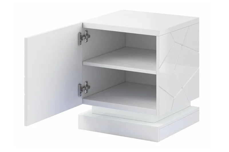 Strontian Nattbord 46 cm med Oppbevaring og Hyller i Tre - Hvit - Møbler - Bord - Avlastningsbord & sidobord - Sengebord & nattbord