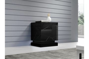 Strontian Nattbord 46 cm med Oppbevaring og Hyller i Tre - Svart - Møbler - Bord - Avlastningsbord & sidobord - Sengebord & nattbord