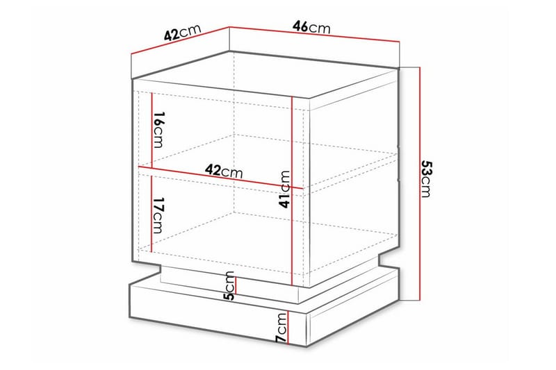 Strontian Nattbord 46 cm med Oppbevaring og Hyller i Tre - Svart - Møbler - Bord - Avlastningsbord & sidobord - Sengebord & nattbord