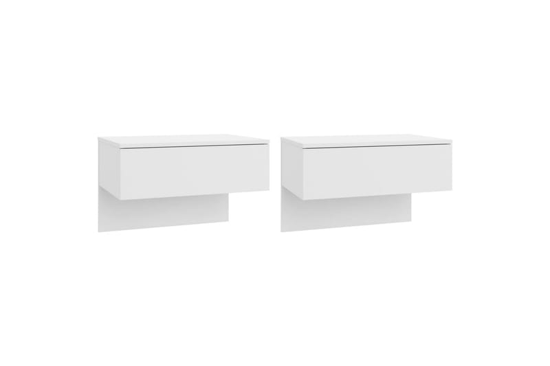 Veggmontert nattbord 2 stk hvit konstruert tre - Hvit - Sengebord & nattbord