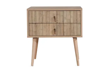 Vellavie Nattbord 60 cm med Oppbevaring 2 Skuffer Vertikalt - Lysebrun - Møbler - Bord - Avlastningsbord & sidobord - Sengebord & nattbord