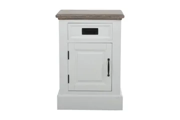 Verdell Nattbord 46 med Oppbevaring Skuff + Skap - Hvit - Møbler - Bord - Avlastningsbord & sidobord - Sengebord & nattbord