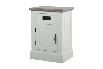 Verdell Nattbord 46 med Oppbevaring Skuff + Skap - Hvit - Møbler - Bord - Avlastningsbord & sidobord - Sengebord & nattbord