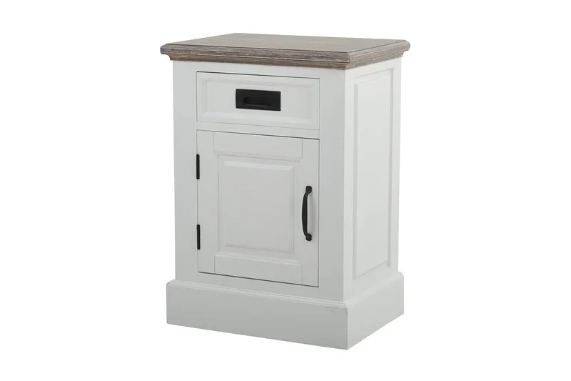 Verdell Nattbord 46 med Oppbevaring Skuff + Skap - Hvit - Møbler - Bord - Avlastningsbord & sidobord - Sengebord & nattbord