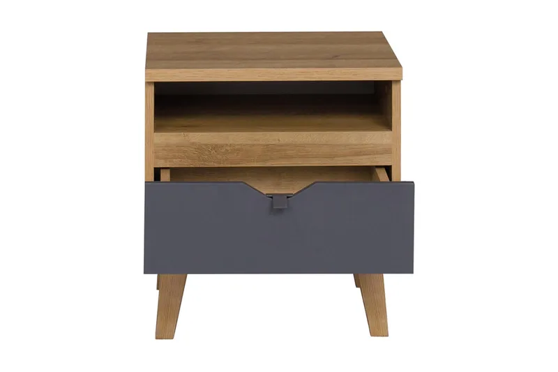 Vintra Nattbord 45 cm med Oppbevaring Hylle + Skuff - Grå/Natur - Møbler - Bord - Avlastningsbord & sidobord - Sengebord & nattbord