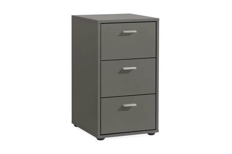 Virginia Nattbord 35 cm med Oppbevaring 3 Skuffer - Grå - Møbler - Bord - Avlastningsbord & sidobord - Sengebord & nattbord