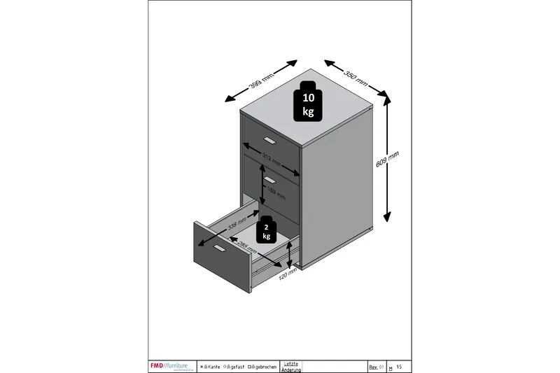 Virginia Up Nattbord 35 cm med Oppbevaring 3 Skuffer - Hvit - Møbler - Bord - Avlastningsbord & sidobord - Sengebord & nattbord