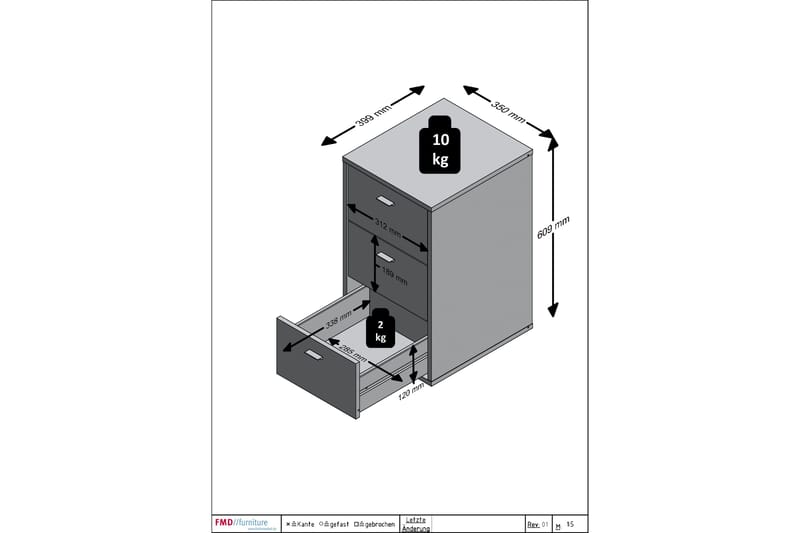 Virginia Up Nattbord 35 cm med Oppbevaring 3 Skuffer - Hvit - Møbler - Bord - Avlastningsbord & sidobord - Sengebord & nattbord