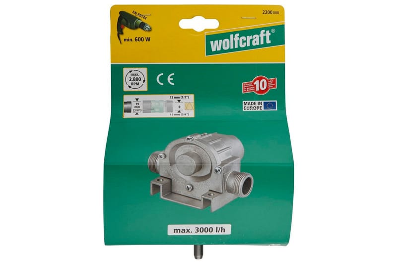 wolfcraft Drillpumpe 3000 l/t S=8 mm 2200000 - Sengebord & nattbord