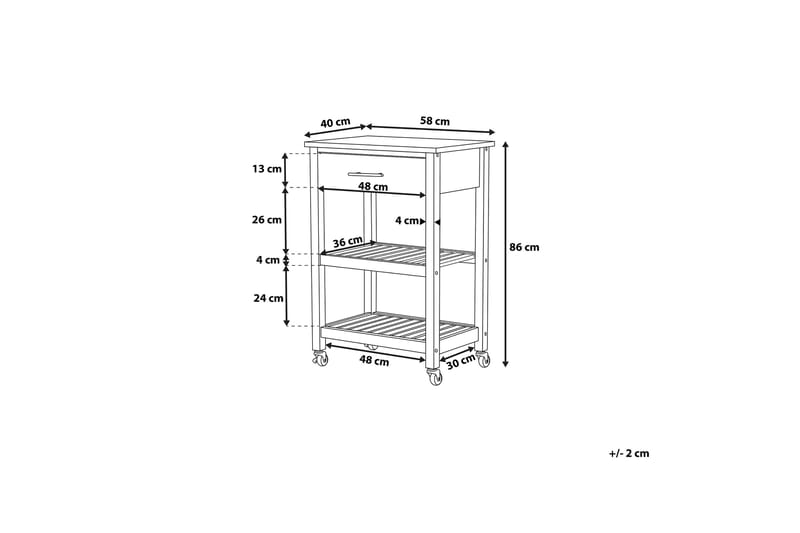 Serveringsbord Hiuma 58 cm - Hvit - Møbler - Bord - Serveringsvogn & serveringsbord - Kjøkkenvogn