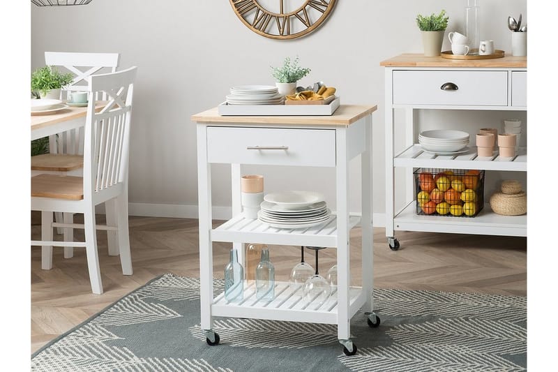 Serveringsbord Hiuma 58 cm - Hvit - Møbler - Bord - Serveringsvogn & serveringsbord - Kjøkkenvogn