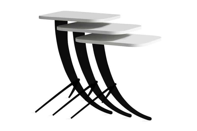 Settbord Amtorp 45 cm 3 Bord - Hvit/Svart - Settbord - Sofabord & salongbord