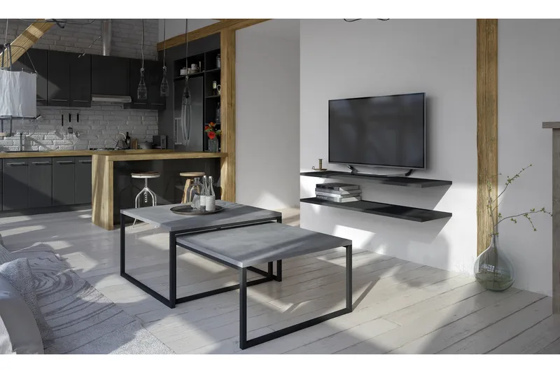 Arriondas Settbord 69 cm 2 Bord - Grå - Møbler - Bord - Avlastningsbord & sidobord - Settbord