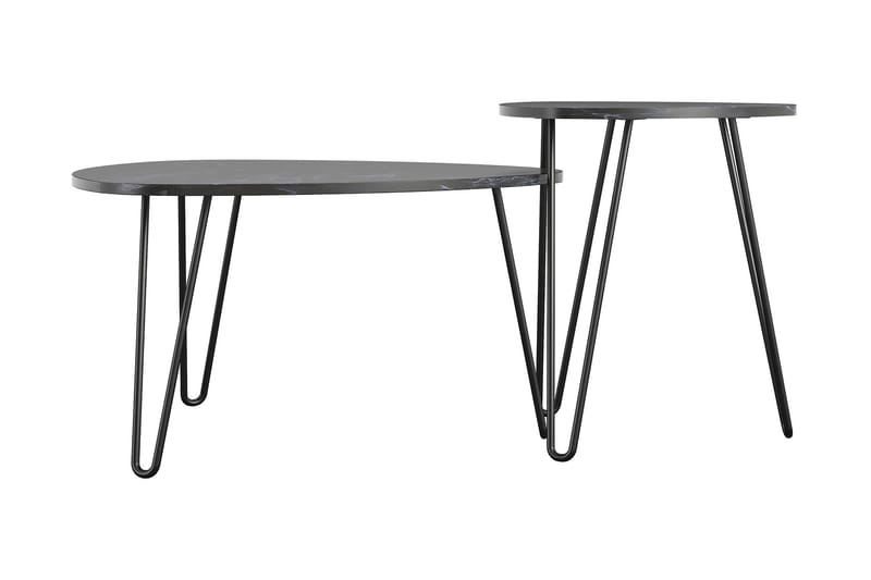 AtHena Settbord Svart/Marmormønster - Novogratz - Møbler - Bord - Avlastningsbord & sidobord - Settbord