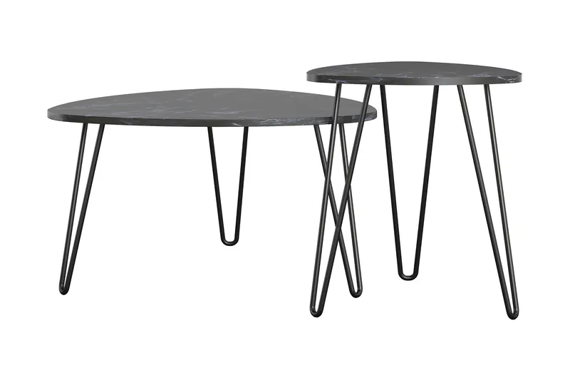 AtHena Settbord Svart/Marmormønster - Novogratz - Møbler - Bord - Avlastningsbord & sidobord - Settbord