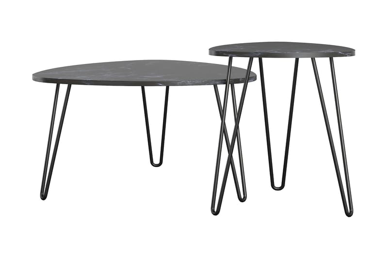 AtHena Settbord Svart/Marmormønster - Novogratz - Møbler - Bord - Avlastningsbord & sidobord - Settbord