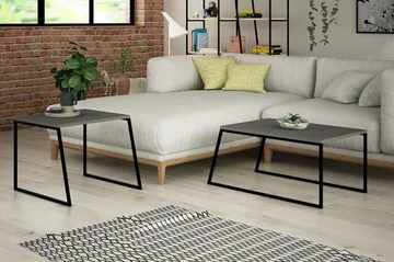 BodSjø Settbord 88 cm 2 Bord - Grå/Svart - Møbler - Bord - Avlastningsbord & sidobord - Settbord