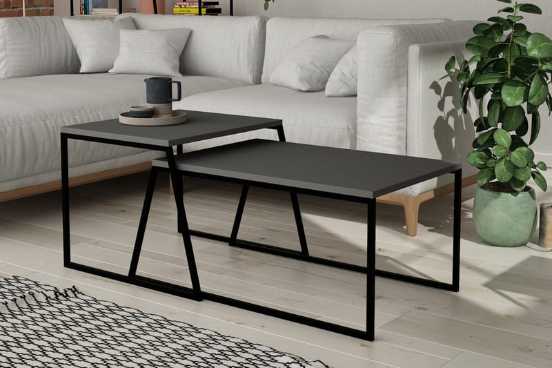 BodSjø Settbord 88 cm 2 Bord - Grå/Svart - Møbler - Bord - Avlastningsbord & sidobord - Settbord
