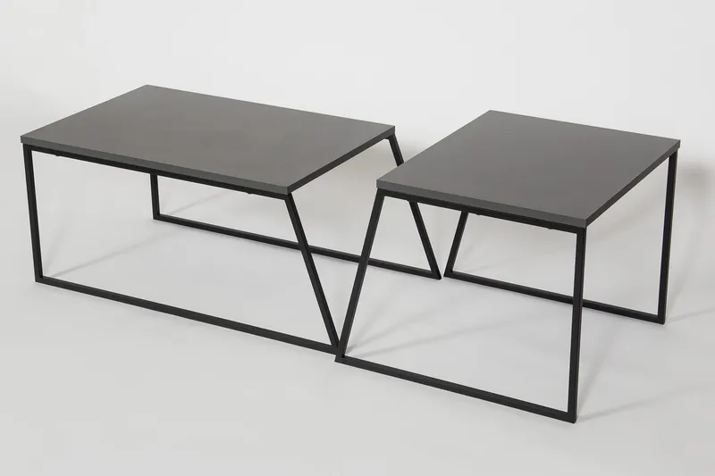 BodSjø Settbord 88 cm 2 Bord - Grå/Svart - Møbler - Bord - Avlastningsbord & sidobord - Settbord