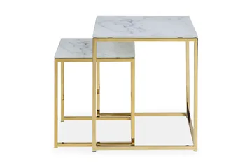 Epiffer Settbord 45 cm Marmormønster 2 Bord - Grå/Messing - Møbler - Bord - Avlastningsbord & sidobord - Settbord