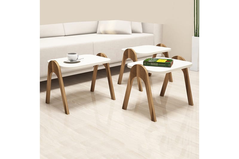 Hovdane Settbord 49 cm 3 Bord - Hvit - Møbler - Bord - Avlastningsbord & sidobord - Settbord