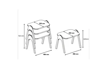 Hovdane Settbord 49 cm 3 Bord - Hvit - Møbler - Bord - Avlastningsbord & sidobord - Settbord