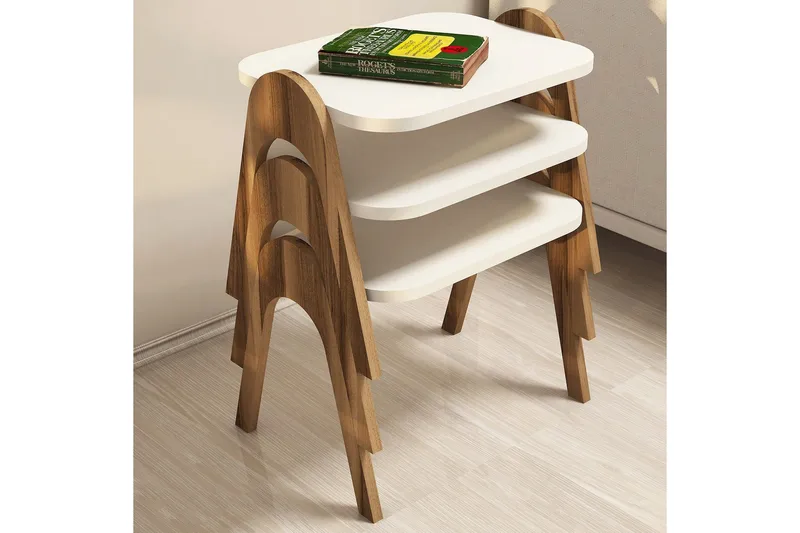 Hovdane Settbord 49 cm 3 Bord - Hvit - Møbler - Bord - Avlastningsbord & sidobord - Settbord