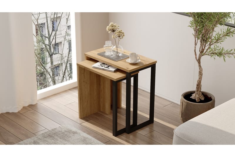 Settbord Munsi - Eik/Valnøtt - Sofabord & salongbord - Settbord