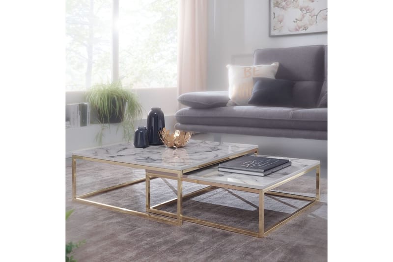 Satsbord Wohnling Vit, Grå, Guld - Møbler - Bord - Avlastningsbord & sidobord - Settbord