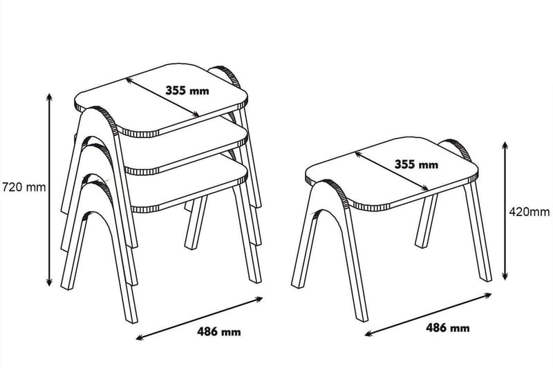 Settbord Amtorp 49 cm 3 Bord - Brun - Sofabord & salongbord - Settbord