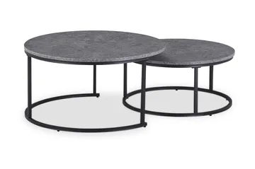 Thyra rundt satsbord 90 cm 2 bord - Grå / svart - Møbler - Bord - Avlastningsbord & sidobord - Settbord