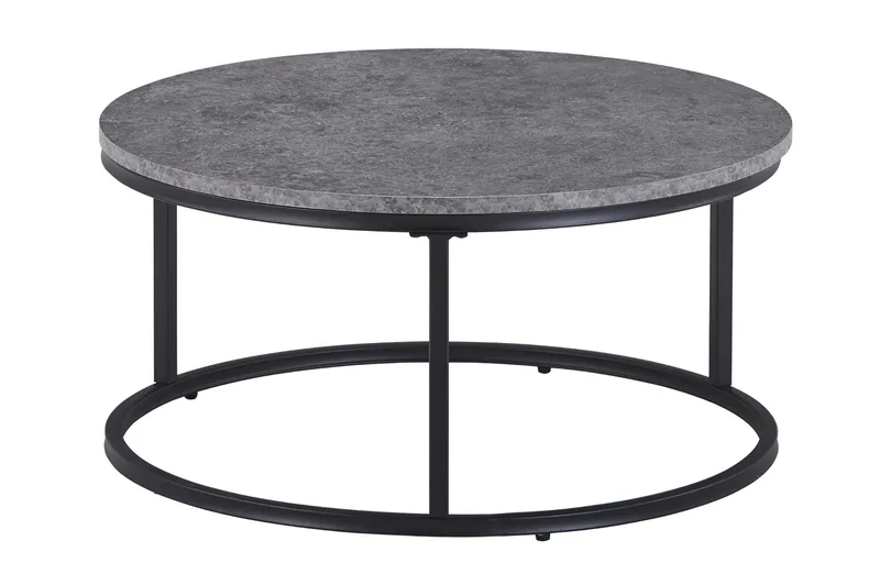 Thyra rundt satsbord 90 cm 2 bord - Grå / svart - Møbler - Bord - Avlastningsbord & sidobord - Settbord