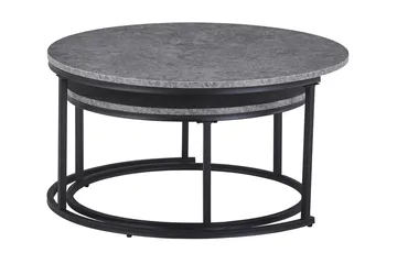 Thyra rundt satsbord 90 cm 2 bord - Grå / svart - Møbler - Bord - Avlastningsbord & sidobord - Settbord