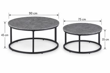 Thyra rundt satsbord 90 cm 2 bord - Grå / svart - Møbler - Bord - Avlastningsbord & sidobord - Settbord