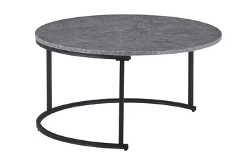 Thyra rundt satsbord 90 cm 2 bord - Grå / svart - Møbler - Bord - Avlastningsbord & sidobord - Settbord