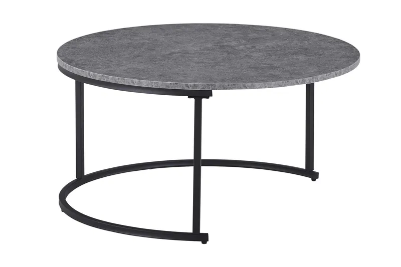 Thyra rundt satsbord 90 cm 2 bord - Grå / svart - Møbler - Bord - Avlastningsbord & sidobord - Settbord