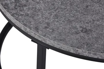 Thyra Rundt Settbord - 2 Sofabord 90 og 75 cm med Steinutseende og Metallben - Grå|Svart - Møbler - Bord - Avlastningsbord & sidobord - Settbord