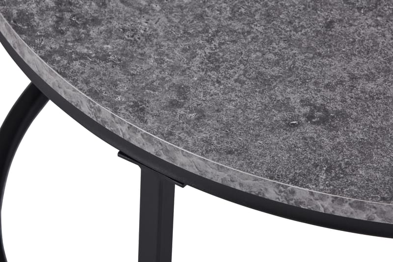 Thyra Rundt Settbord - 2 Sofabord 90 og 75 cm med Steinutseende og Metallben - Grå|Svart - Møbler - Bord - Avlastningsbord & sidobord - Settbord
