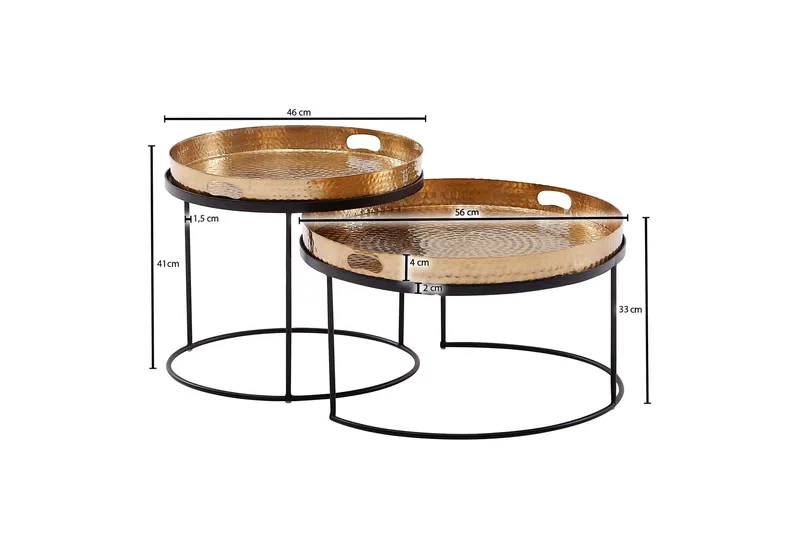 Wilhem Settbord 46 cm Rund - Gull - Møbler - Bord - Avlastningsbord & sidobord - Settbord