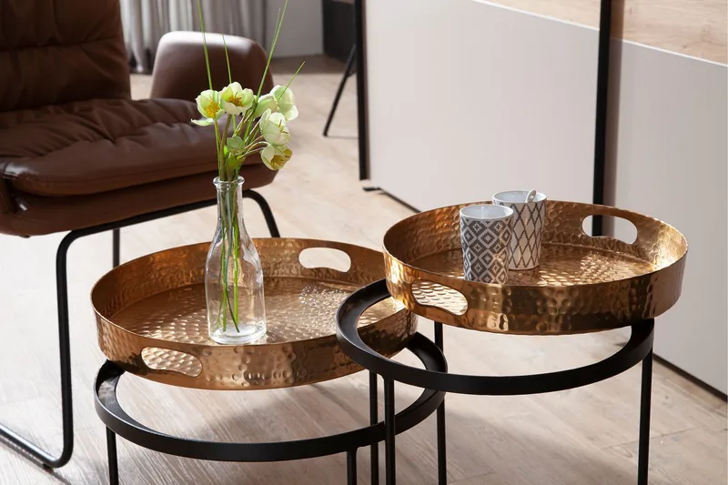 Wilhem Settbord 46 cm Rund - Gull - Møbler - Bord - Avlastningsbord & sidobord - Settbord