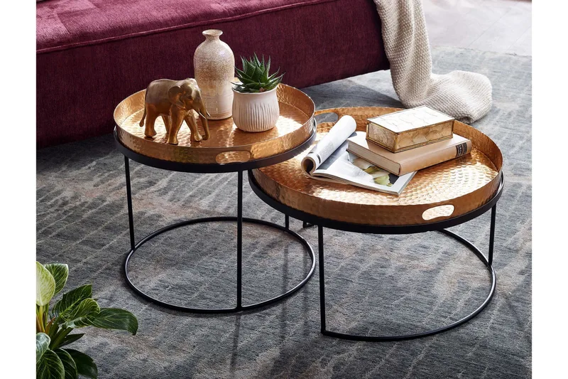 Wilhem Settbord 46 cm Rund - Gull - Møbler - Bord - Avlastningsbord & sidobord - Settbord