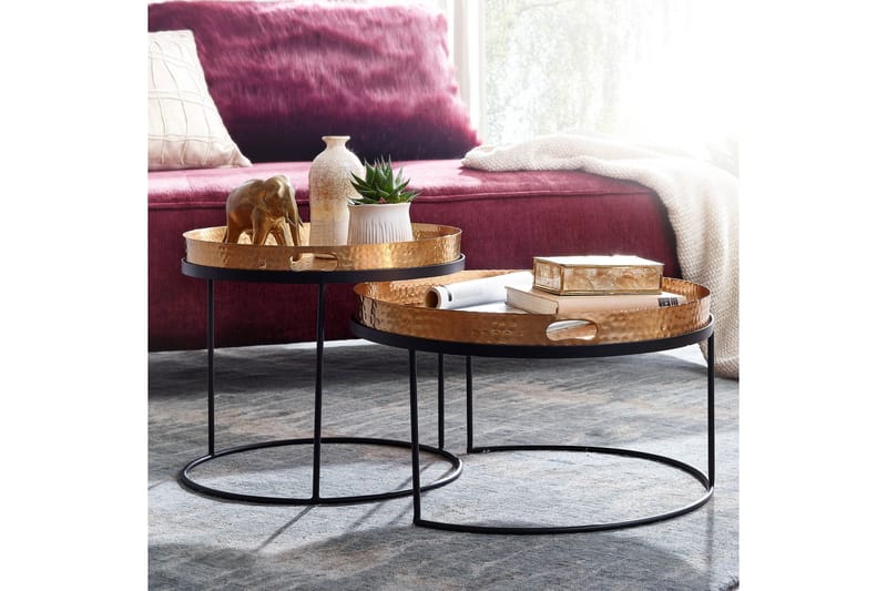 Wilhem Settbord 46 cm Rund - Gull - Møbler - Bord - Avlastningsbord & sidobord - Settbord