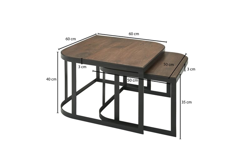 Willowdale Settbord 60 cm - Teak/Svart - M øbler - Bord - Avlastningsbord & sidobord - Settbord