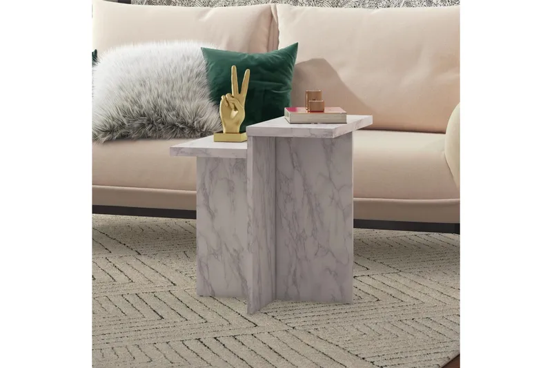 Side-/endebord Brielle Hvit marmor - Hvit marmor - Møbler - Bord - Avlastningsbord & sidobord - Lampebord & sidebord