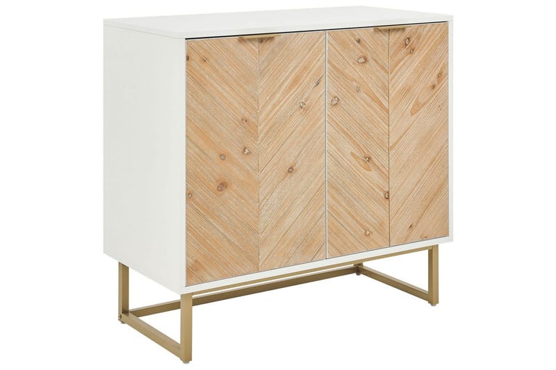 Sidebord Alaska Hvit, lyst tre, Gull - Hvit, lyst tre, Gull - Møbler - Bord - Avlastningsbord & sidobord - Lampebord & sidebord